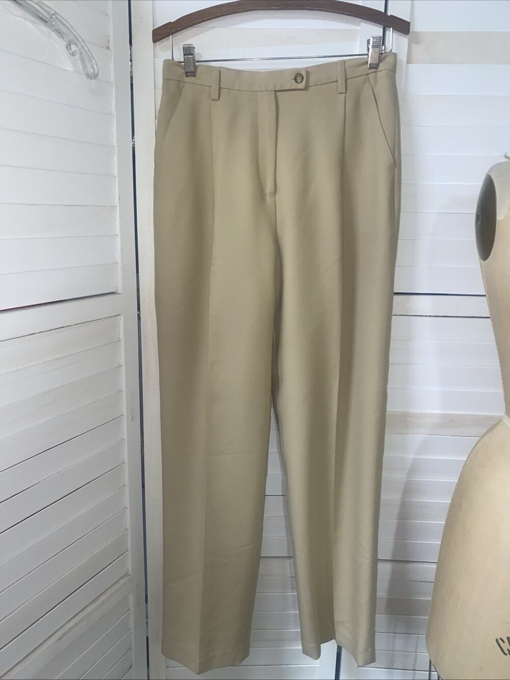 Vintage Evan Picone Women's Khaki Tan Lined Suit Pants Trousers Sz 10 Medium